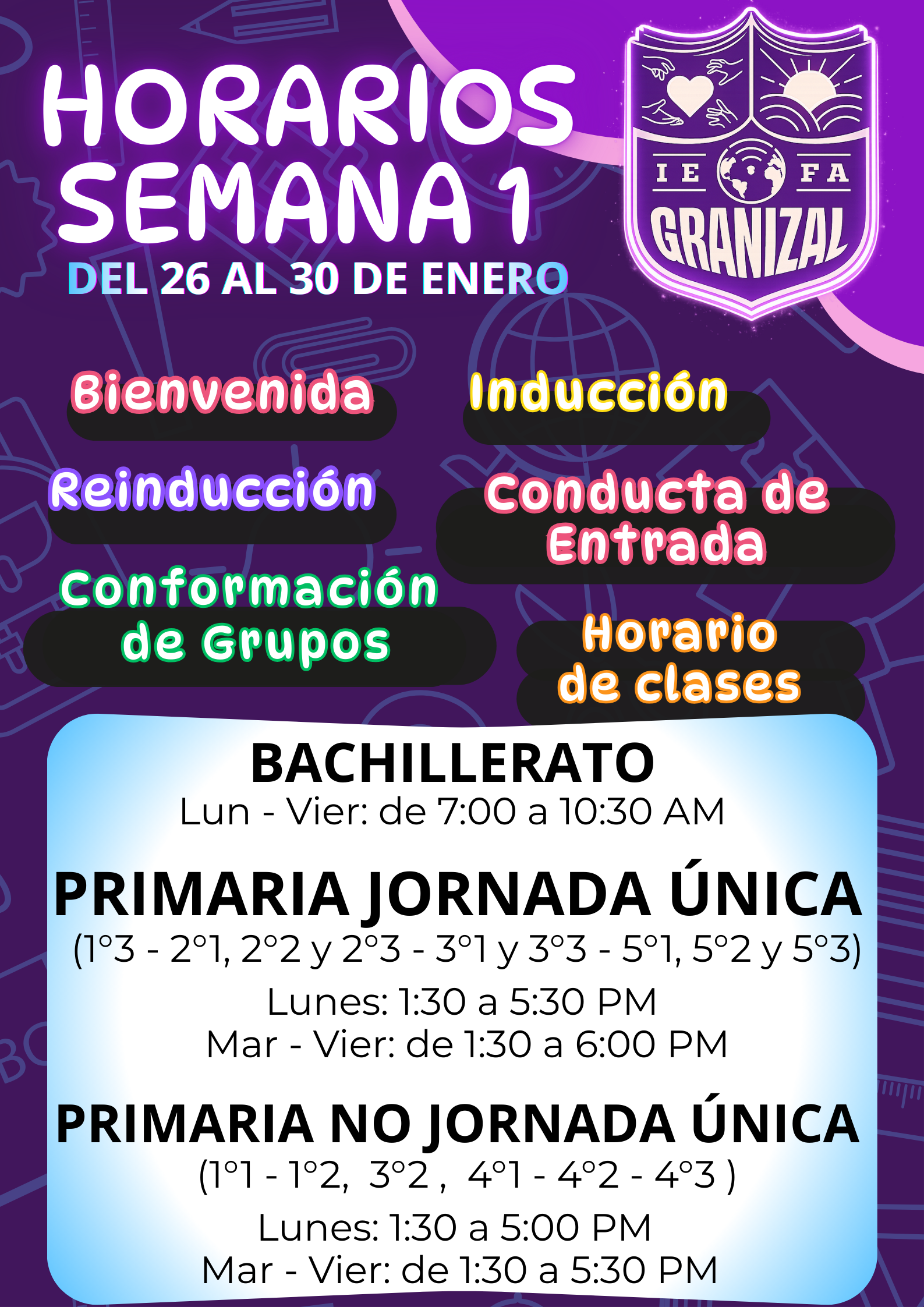 Horario flexible durante la primera semana de clases